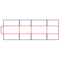 Karton mit vier Klappen - rozkrój